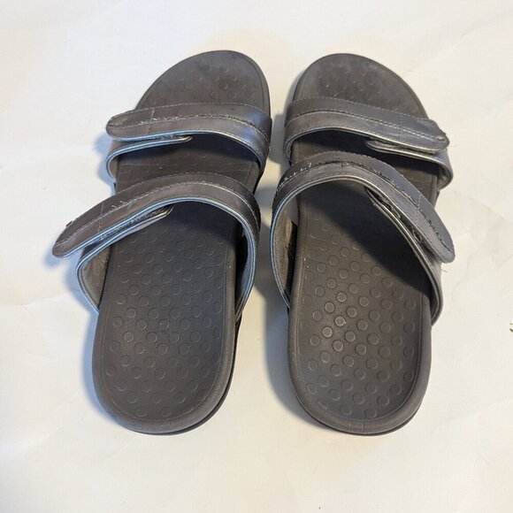 Vionic Shore Slide Velcro Strap Sandal Size 8 EU 39 Metallic Grey - Picture 3 of 7